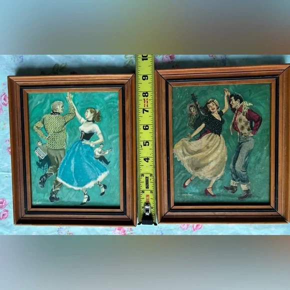 Vintage 1950’s Cowboy Square Dance Print + Western Dancers by Casey Jones Framed - Picture 6 of 6